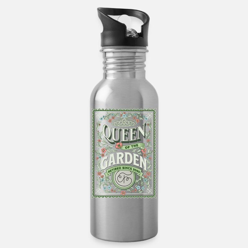 Rentnerin Garten Gärtnerin - Trinkflasche mit integriertem Trinkhalm - Lightsilver