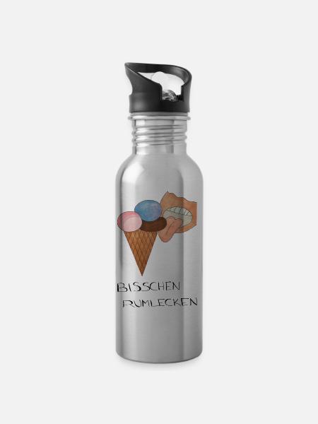 BisschenRumlecken - Trinkflasche mit integriertem Trinkhalm - Lightsilver