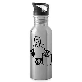 Frites volées mouette heureuse - Gourde avec paille intégrée - argent clair - Droite