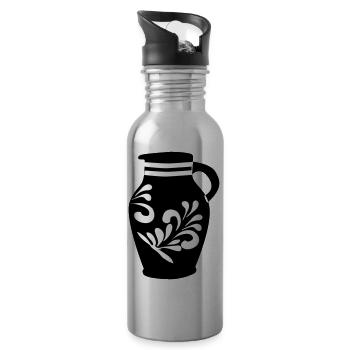 Bembel #100%Hessisch #FrankfurtLiebe - Water bottle with straw - silver - Right
