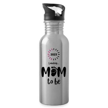 Mom to be Loading 2023 - Pregnant Pregnancy birth - Water bottle with straw - silver - Right