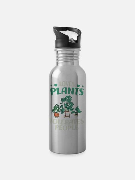 Hobbygärtner - Trinkflasche mit integriertem Trinkhalm - Lightsilver