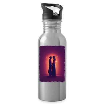 Liebe - Trinkflasche mit integriertem Trinkhalm - Lightsilver - Rechts