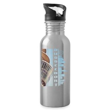 Dusseldorf Germany City Skyline Home Love - Water bottle with straw - silver - Right