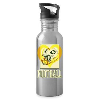 American Football Helmet Football Helmet Sports Heart - Water bottle with straw - silver - Right