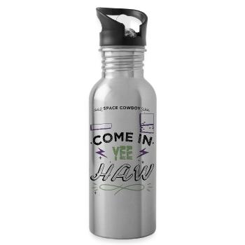 jokes aesthetic scifi gift idea alien ufo all - Water bottle with straw - silver - Right