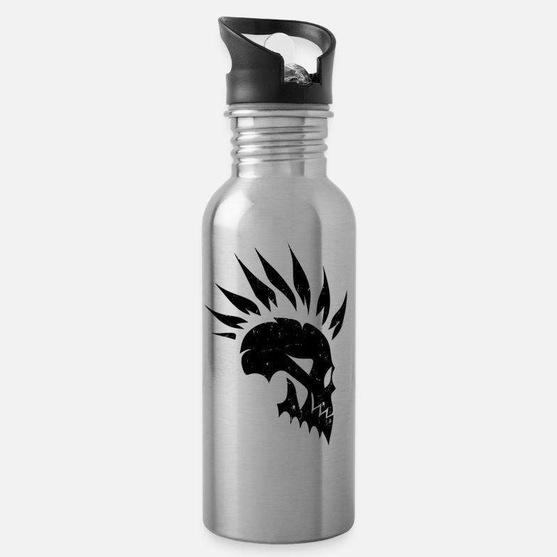 Crâne de Mowhawk - Gourde avec paille intégrée - argent clair
