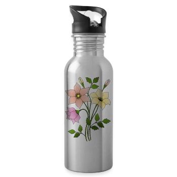 Fleur - Gourde avec paille intégrée - argent clair - Droite