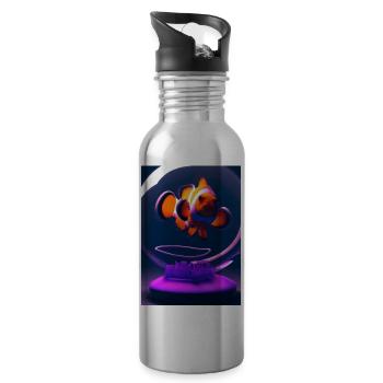 Clownfisch Kopfhörer - Trinkflasche mit integriertem Trinkhalm - Lightsilver - Rechts