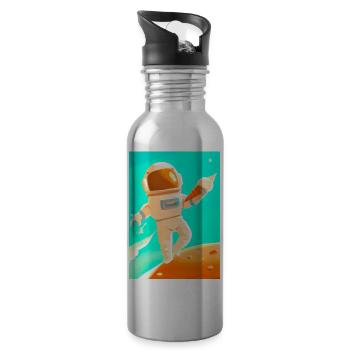 Astronaut mit Eiscreme - Trinkflasche mit integriertem Trinkhalm - Lightsilver - Rechts