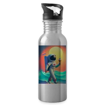 Astronaut mit Eiscreme - Trinkflasche mit integriertem Trinkhalm - Lightsilver - Rechts