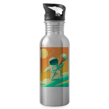 Astronaut mit Eiscreme - Trinkflasche mit integriertem Trinkhalm - Lightsilver - Rechts