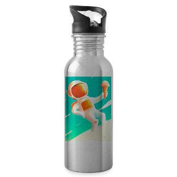 Astronaut mit Eiscreme - Trinkflasche mit integriertem Trinkhalm - Lightsilver - Rechts