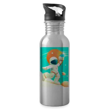 Astronaut mit Eiscreme - Trinkflasche mit integriertem Trinkhalm - Lightsilver - Rechts