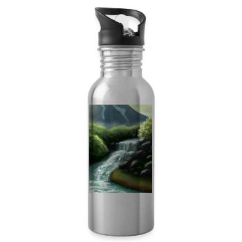 Forest River Wasserfall - Trinkflasche mit integriertem Trinkhalm - Lightsilver - Rechts