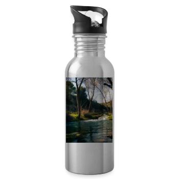Forest River Wasserfall - Trinkflasche mit integriertem Trinkhalm - Lightsilver - Rechts