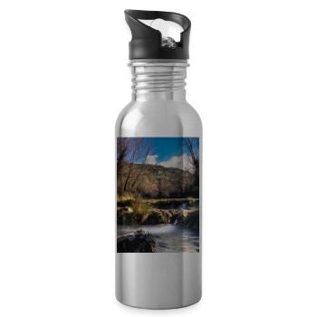 Forest River Wasserfall - Trinkflasche mit integriertem Trinkhalm - Lightsilver - Rechts