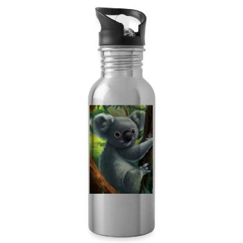 Ein Koala hängt an einem Baum - Trinkflasche mit integriertem Trinkhalm - Lightsilver - Rechts