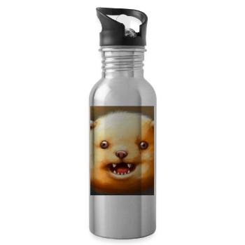 Kartoffel-Hund-Gesicht - Trinkflasche mit integriertem Trinkhalm - Lightsilver - Rechts