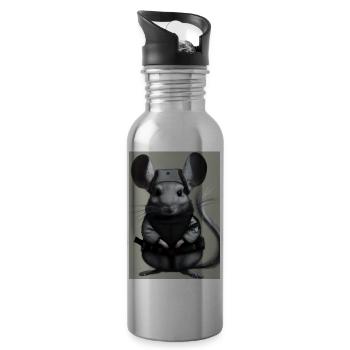 Chinchilla im Ninja-Kostüm - Trinkflasche mit integriertem Trinkhalm - Lightsilver - Rechts