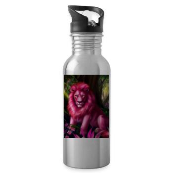 Rosa Löwe - Trinkflasche mit integriertem Trinkhalm - Lightsilver - Rechts