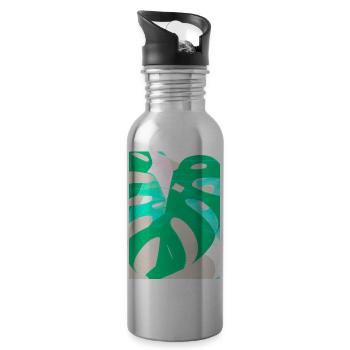 Monstera Pflanze Zusammenfassung - Trinkflasche mit integriertem Trinkhalm - Lightsilver - Rechts