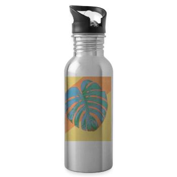 Monstera Pflanze Zusammenfassung - Trinkflasche mit integriertem Trinkhalm - Lightsilver - Rechts