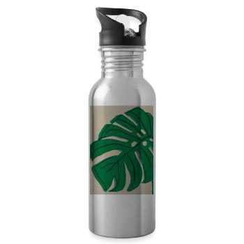 Monstera Pflanze Zusammenfassung - Trinkflasche mit integriertem Trinkhalm - Lightsilver - Rechts