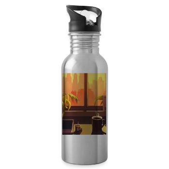 Fenster Kaffee Sonne - Trinkflasche mit integriertem Trinkhalm - Lightsilver - Rechts