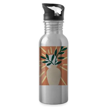 Florale Blumenformen - Trinkflasche mit integriertem Trinkhalm - Lightsilver - Rechts