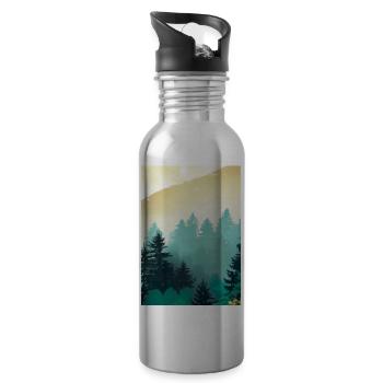 Nebliger Wald - Trinkflasche mit integriertem Trinkhalm - Lightsilver - Rechts