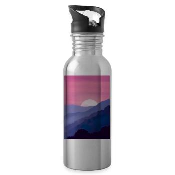 Rosa Sonnenuntergang - Trinkflasche mit integriertem Trinkhalm - Lightsilver - Rechts