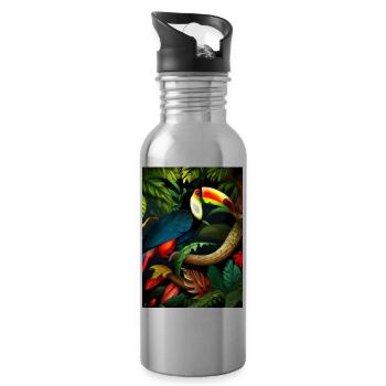 Dschungel-Tukan - Trinkflasche mit integriertem Trinkhalm - Lightsilver - Rechts