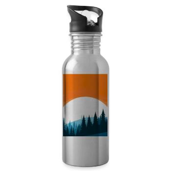 Orange Sonnenuntergang - Trinkflasche mit integriertem Trinkhalm - Lightsilver - Rechts