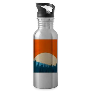 Orange Sonnenuntergang - Trinkflasche mit integriertem Trinkhalm - Lightsilver - Rechts