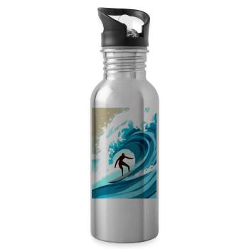 Brandungsrohr - Trinkflasche mit integriertem Trinkhalm - Lightsilver - Rechts
