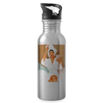 Bad Frauen Frieden - Trinkflasche mit integriertem Trinkhalm - Lightsilver - Rechts