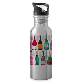 Flaschen-Muster-Malerei - Trinkflasche mit integriertem Trinkhalm - Lightsilver - Rechts