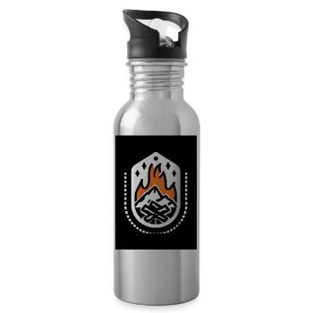 Camping Feuer - Trinkflasche mit integriertem Trinkhalm - Lightsilver - Rechts