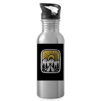 Camping Sonnenuntergang - Trinkflasche mit integriertem Trinkhalm - Lightsilver - Rechts