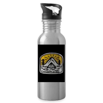 Camping Sonnenuntergang - Trinkflasche mit integriertem Trinkhalm - Lightsilver - Rechts