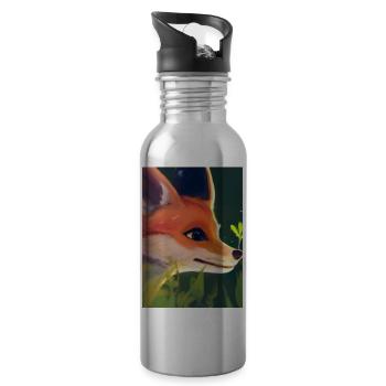 Niedliche Fuchs-Malerei - Trinkflasche mit integriertem Trinkhalm - Lightsilver - Rechts