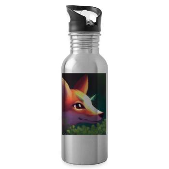 Niedliche Fuchs-Malerei - Trinkflasche mit integriertem Trinkhalm - Lightsilver - Rechts