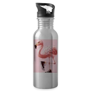 Falmingo trägt Sneaker - Trinkflasche mit integriertem Trinkhalm - Lightsilver - Rechts