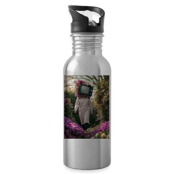 Flower TV Frauen - Trinkflasche mit integriertem Trinkhalm - Lightsilver - Rechts
