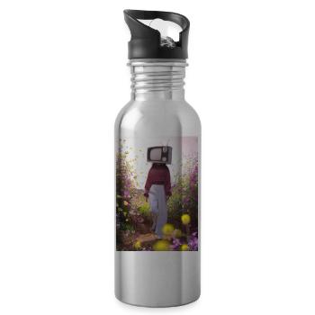 Flower TV Frauen - Trinkflasche mit integriertem Trinkhalm - Lightsilver - Rechts