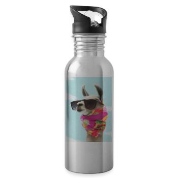 Ferienmode Lama - Trinkflasche mit integriertem Trinkhalm - Lightsilver - Rechts