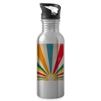 Minimalistische Sonne - Trinkflasche mit integriertem Trinkhalm - Lightsilver - Rechts