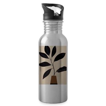 Minimalistische Pflanze im Topf - Trinkflasche mit integriertem Trinkhalm - Lightsilver - Rechts