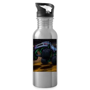 Monstertruck in der Arena - Trinkflasche mit integriertem Trinkhalm - Lightsilver - Rechts